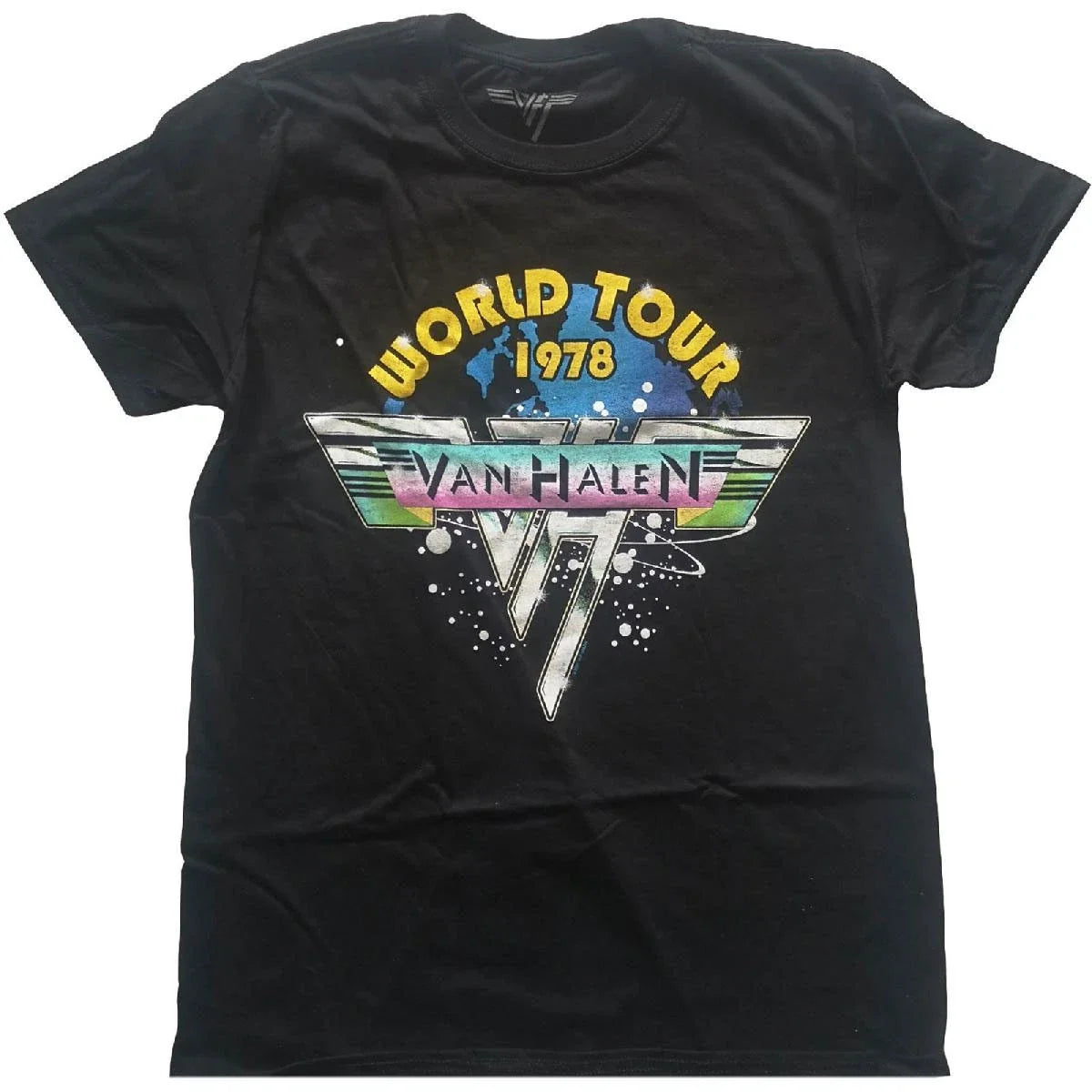 Men's Van Halen World Tour '78 Full Colour Slim Fit T-shirt Medium Black