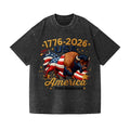 Patriotic 250th Anniversary Buffalo Washed T-Shirt - 1776-2026 USA Tee