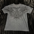 Affliction Y2K Grunge Grey Skull Wings Homage T Shirt Biker Mens Size XL USA