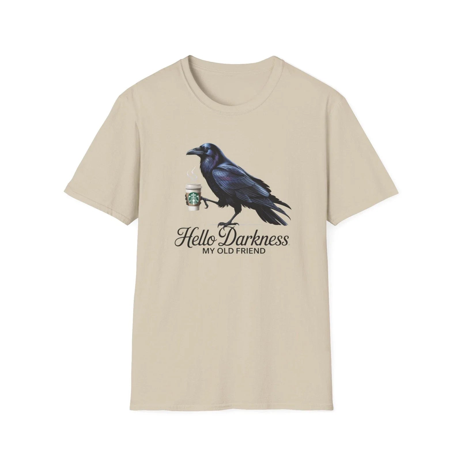 Raven Coffee Unisex T-Shirt, Bird Lover Tee, Gothic Graphic Shirt, Halloween