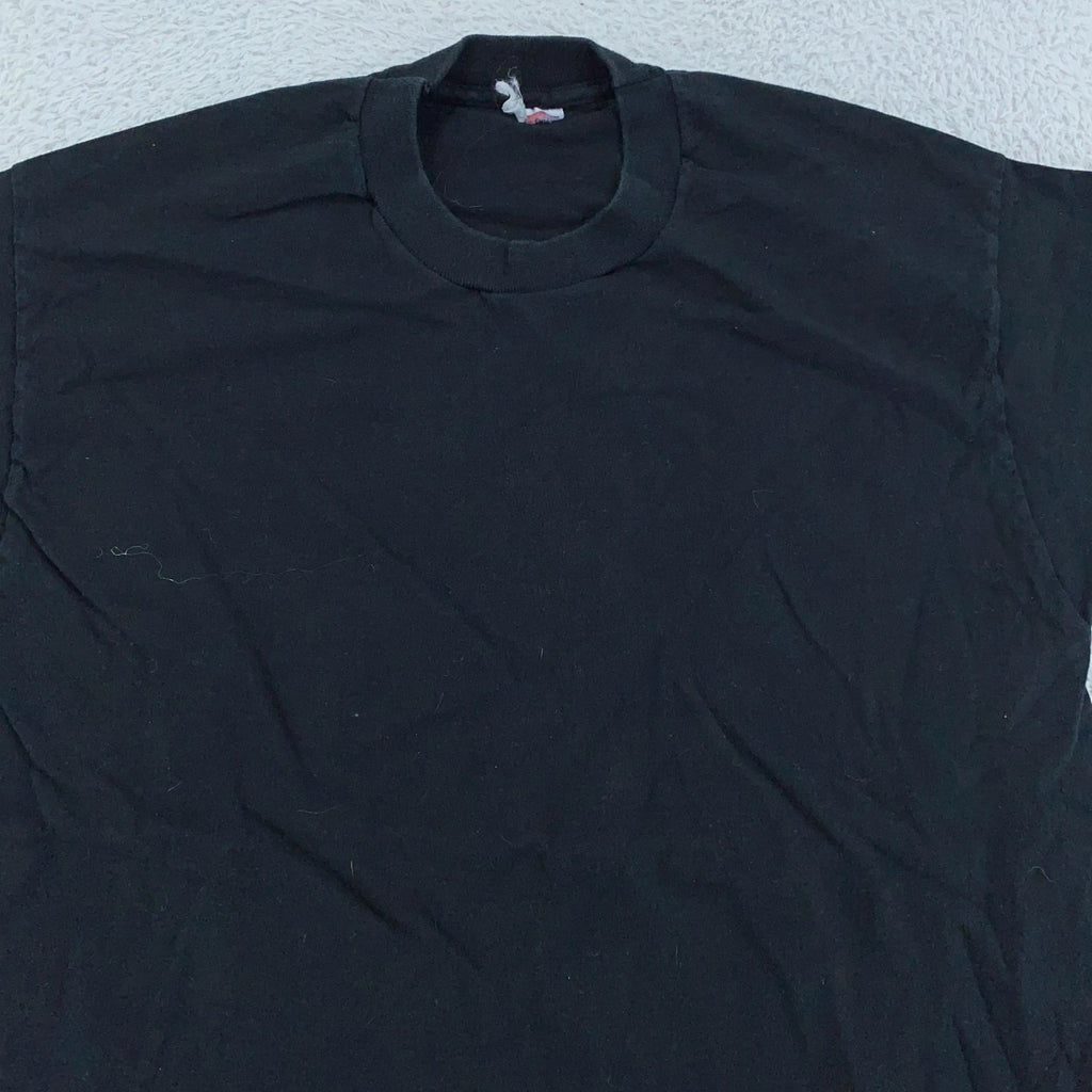 Vintage 90s Blank Black T-Shirt Mens Medium/Large Crewneck Cotton Basic Tee