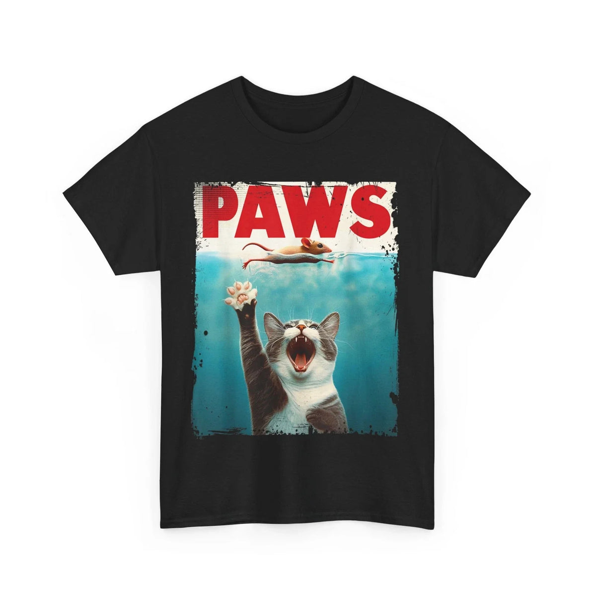 PAWS Parody Cat Mouse Humorous Cat Chasing Mouse Kitten T-Shirt