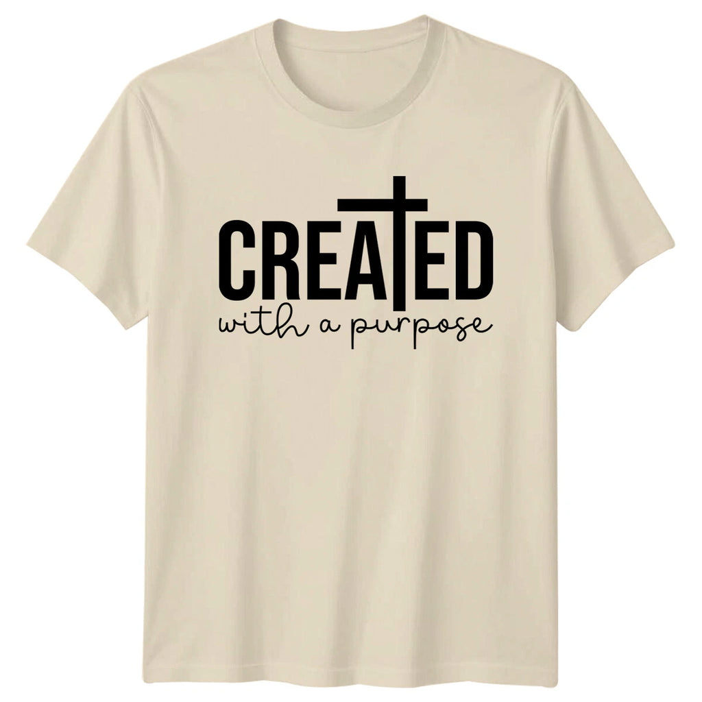 Created With A Purpose Cross Christian Faith T-Shirt