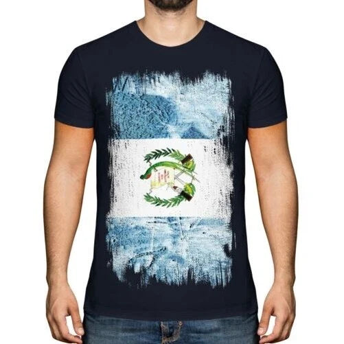 Guatemala Flag Grunge Mens T-Shirt Guatemalan Football Shirt
