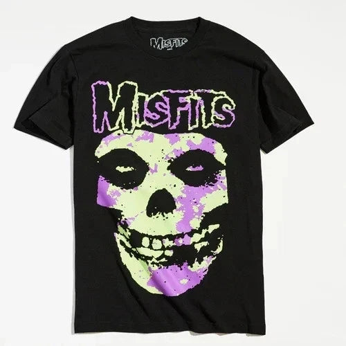 Misfits Cotton Graphic T Shirt Mens Skull Punk Rock Band Tee Y2K Grunge S-4XL