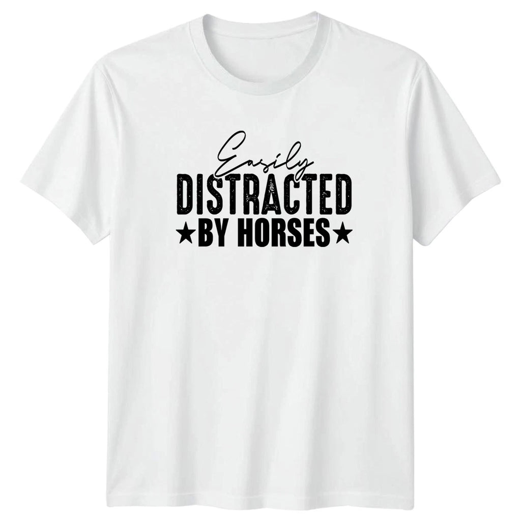 Easily Distracted By Horses T-Shirt Equestrian Horse 2026 Birthday Gift For Him