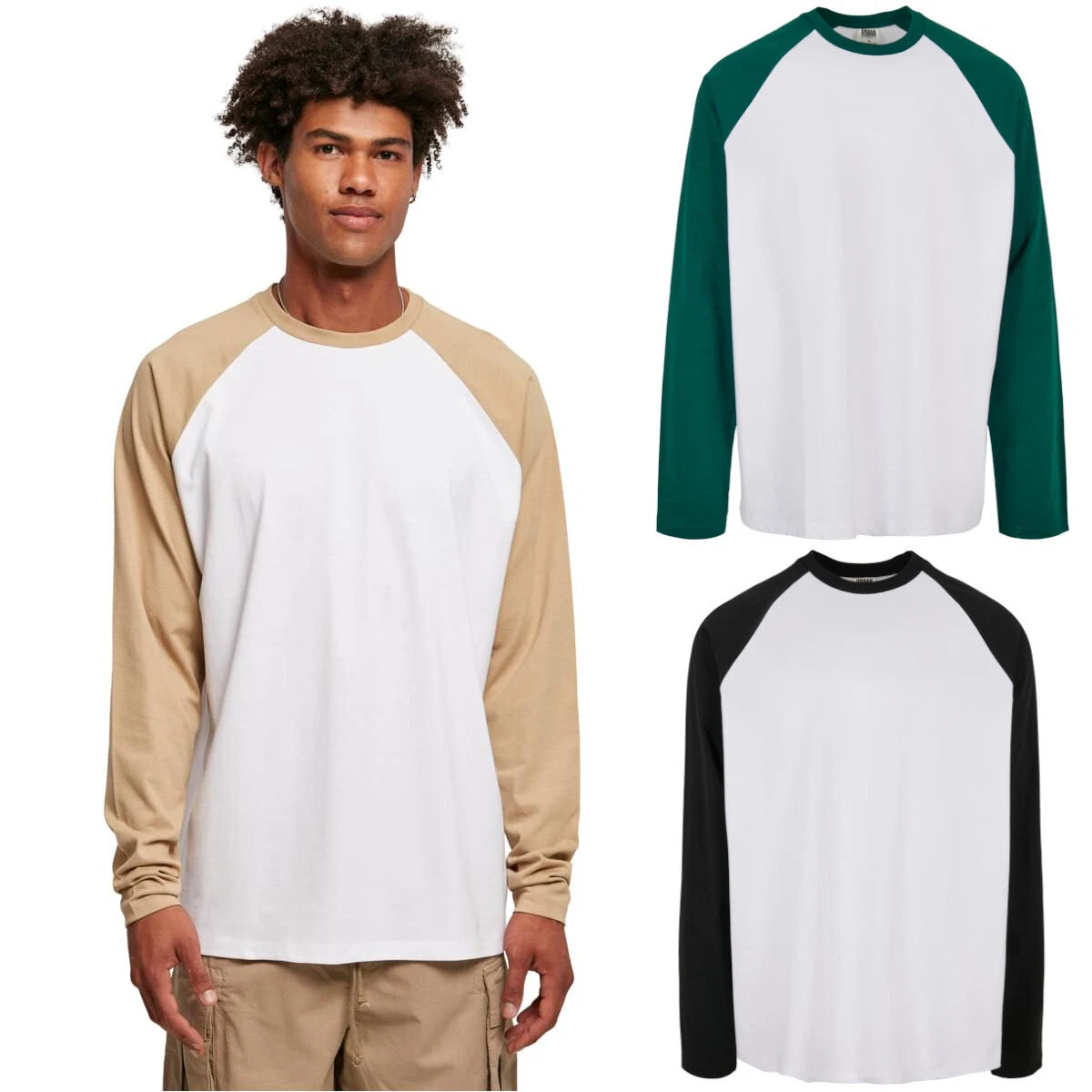 Urban Classics Organic Oversized Raglan Longsleeve Pullover Shirt Oberteil 2Tone