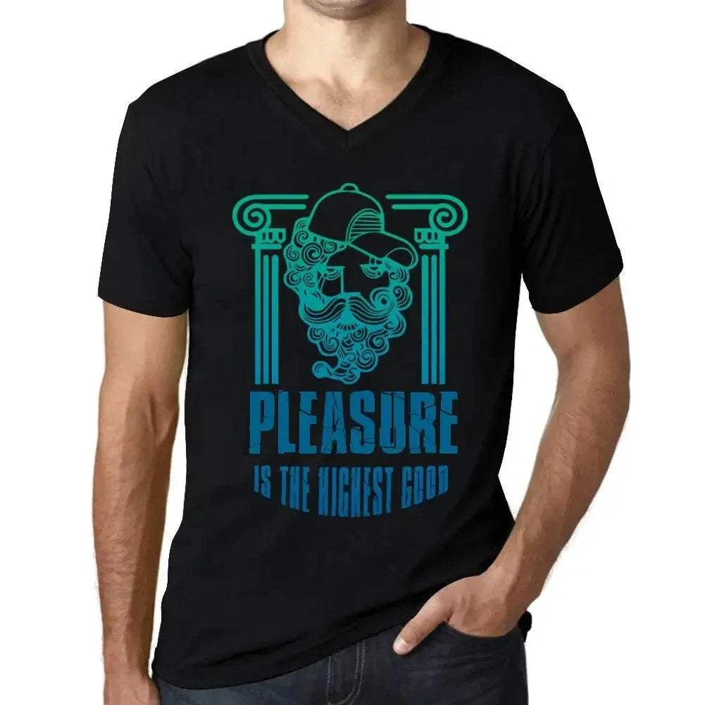 Men's Graphic T-Shirt V Neck Pleasure Is The Highest Good Eco-Friendly Limited