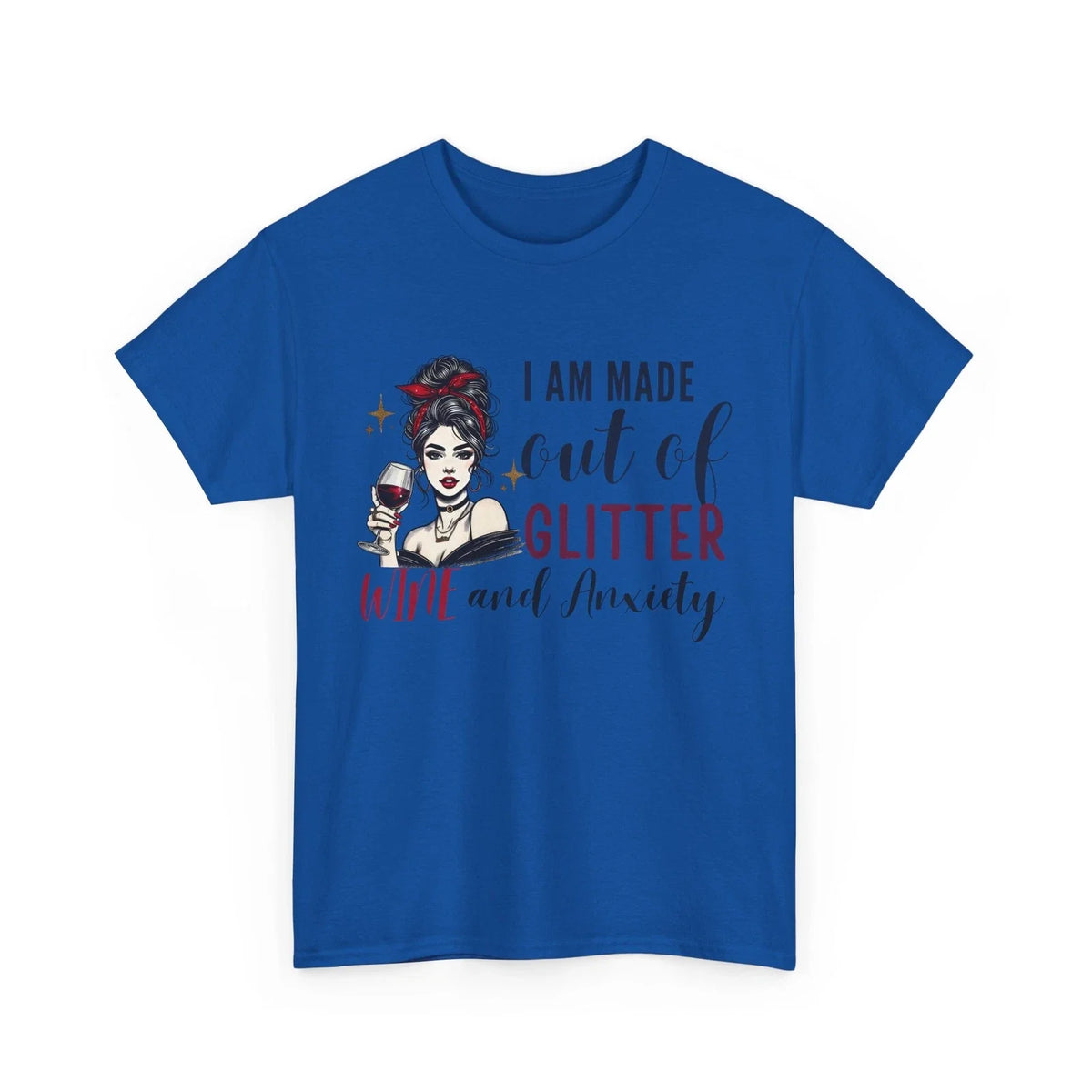 Funny Anxiety T-Shirt - Mental Health Humor - Glitter Wine and Anxiety