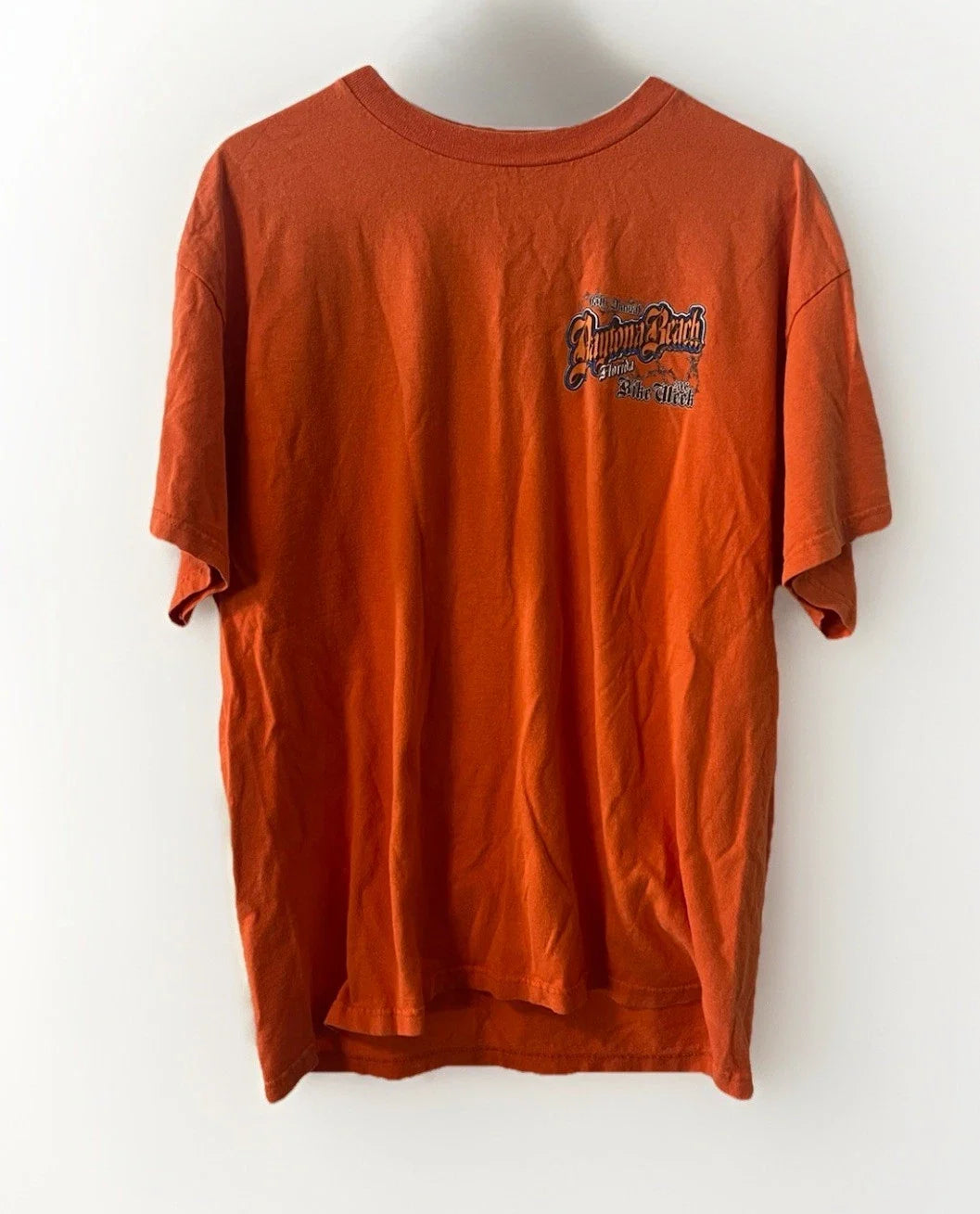Y2K bike week shirt mens Large orange Daytona Beach FL motorcycle biker 2006