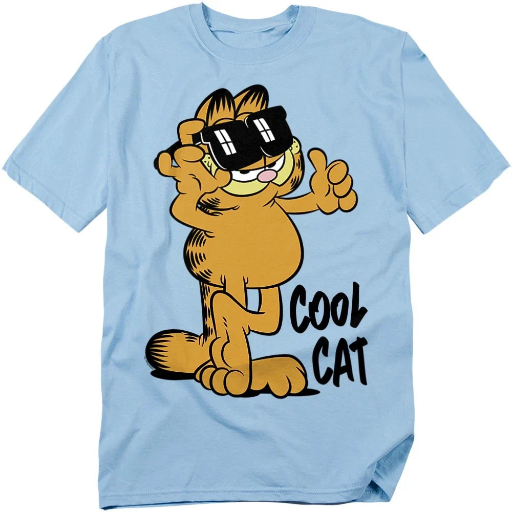 Garfield Cool Cat T-Shirt S-2XL, Light Blue