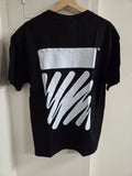 Off Wht Thick Scribble Lines Logo Black T-Shirt Cotton Regular Fit S/M/L/XL T25
