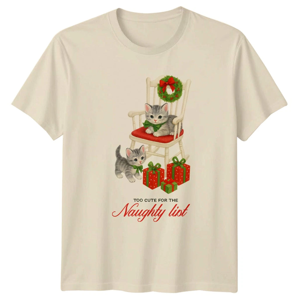 Too Cute For The Naughty List Christmas Kittens Holidays Mens Womens Graphic Tee