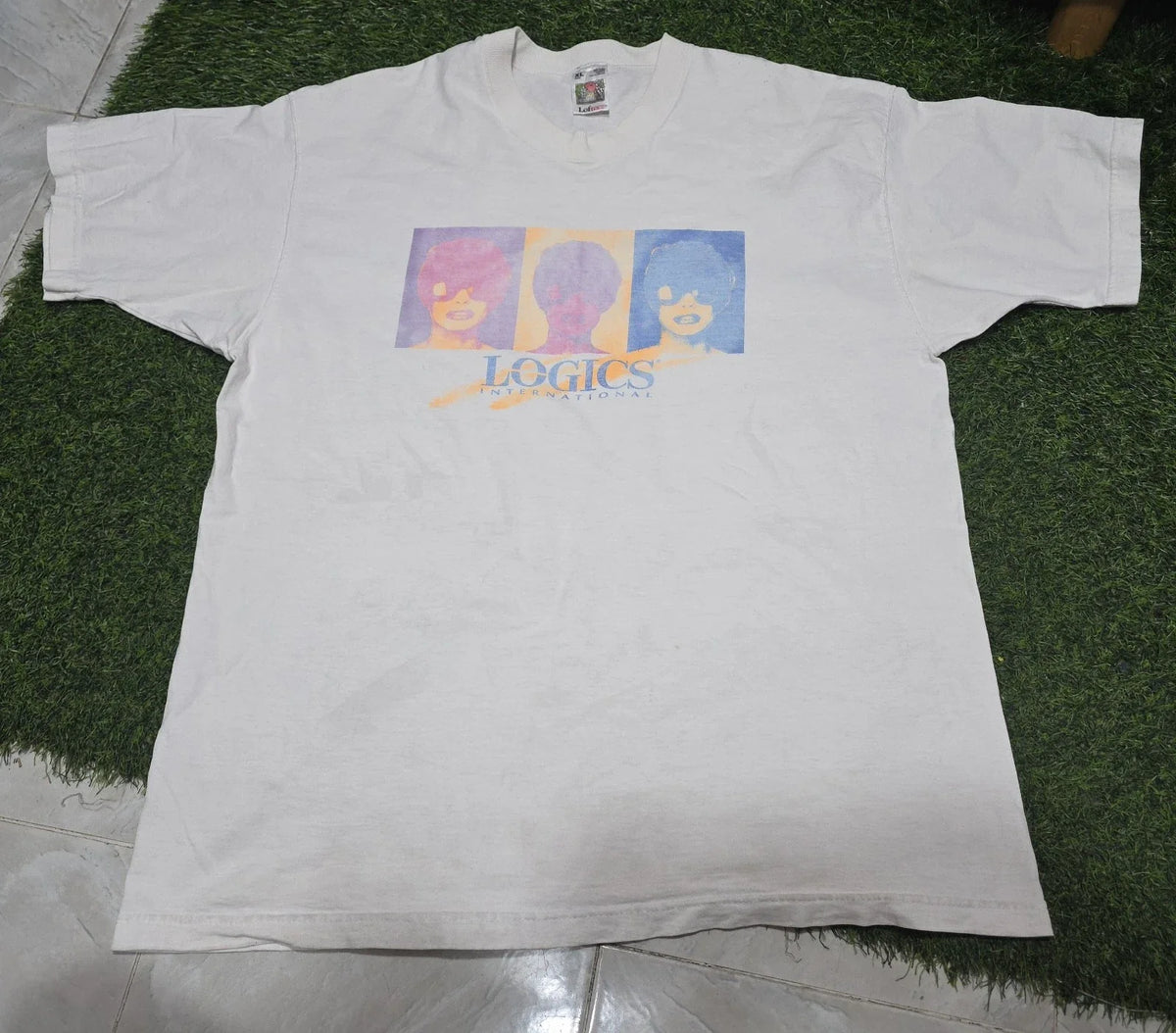 rare vintage 90s Logics international Pop art  andy warhol style T shirt Size XL