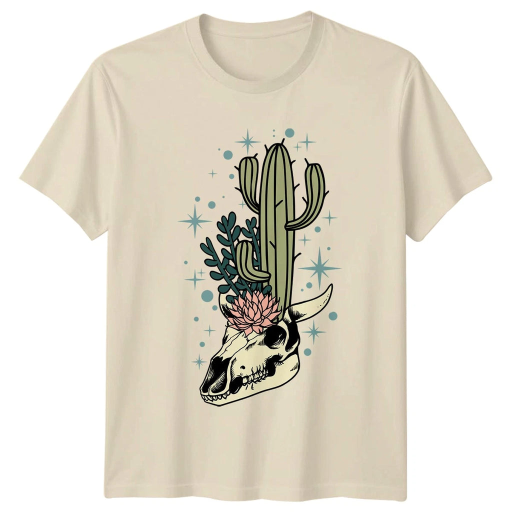Cow Skull Cactus Unisex T-Shirt Southwest Desert Boho Gift For Him And Her