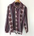 Retro 70s Style Men's Shirt Mandala Geometric Print Large Boho Long Sleeve