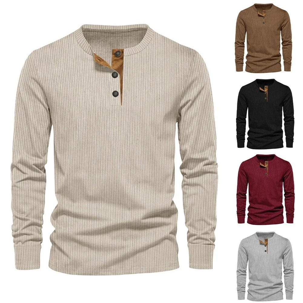 Pullover Top Men Long Sleeve Tee Breathable For Spring And Autumn Loose Fit