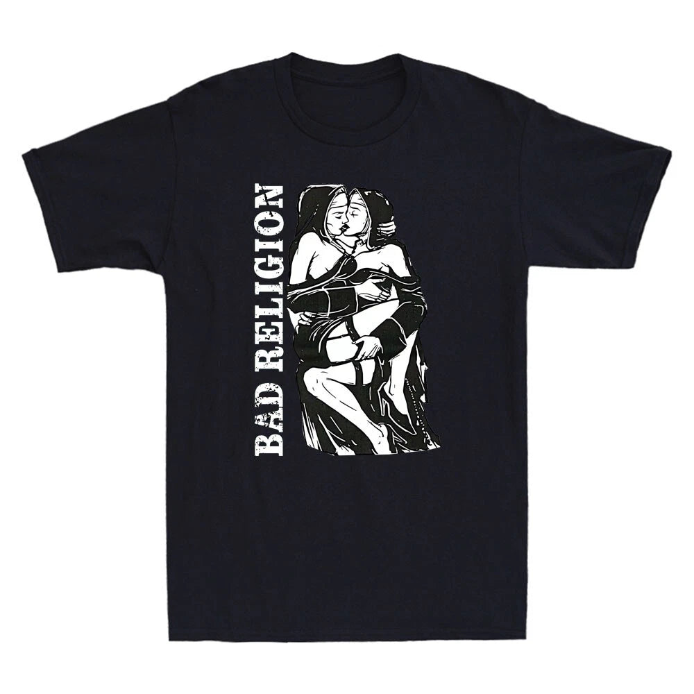 Bad Nun Religion Occult Gothic Funny Satanic Nuns Graphic Vintage Men's T-Shirt