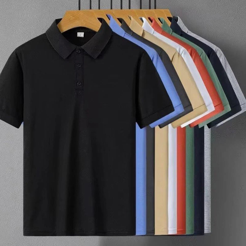 Mens Lapel T-Shirt Streetwear Top 96%Polyester+4%Spandex Slight Stretch