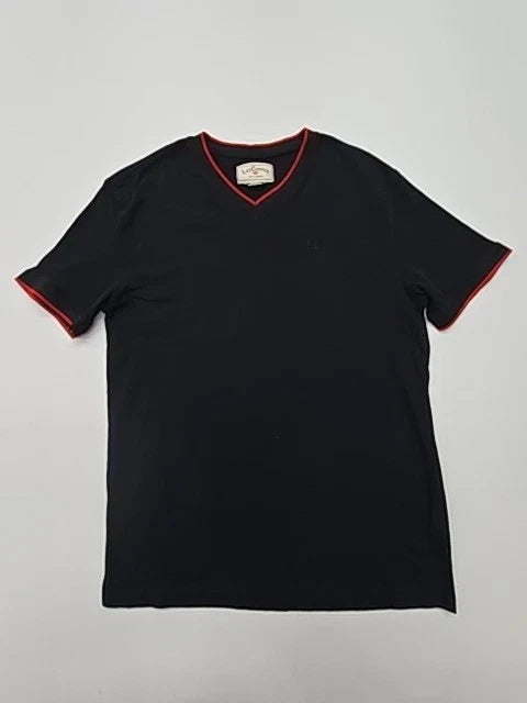 Lee Cooper Men's Black Ringer V-Neck T-Shirt Size S BNWT 100% Cotton