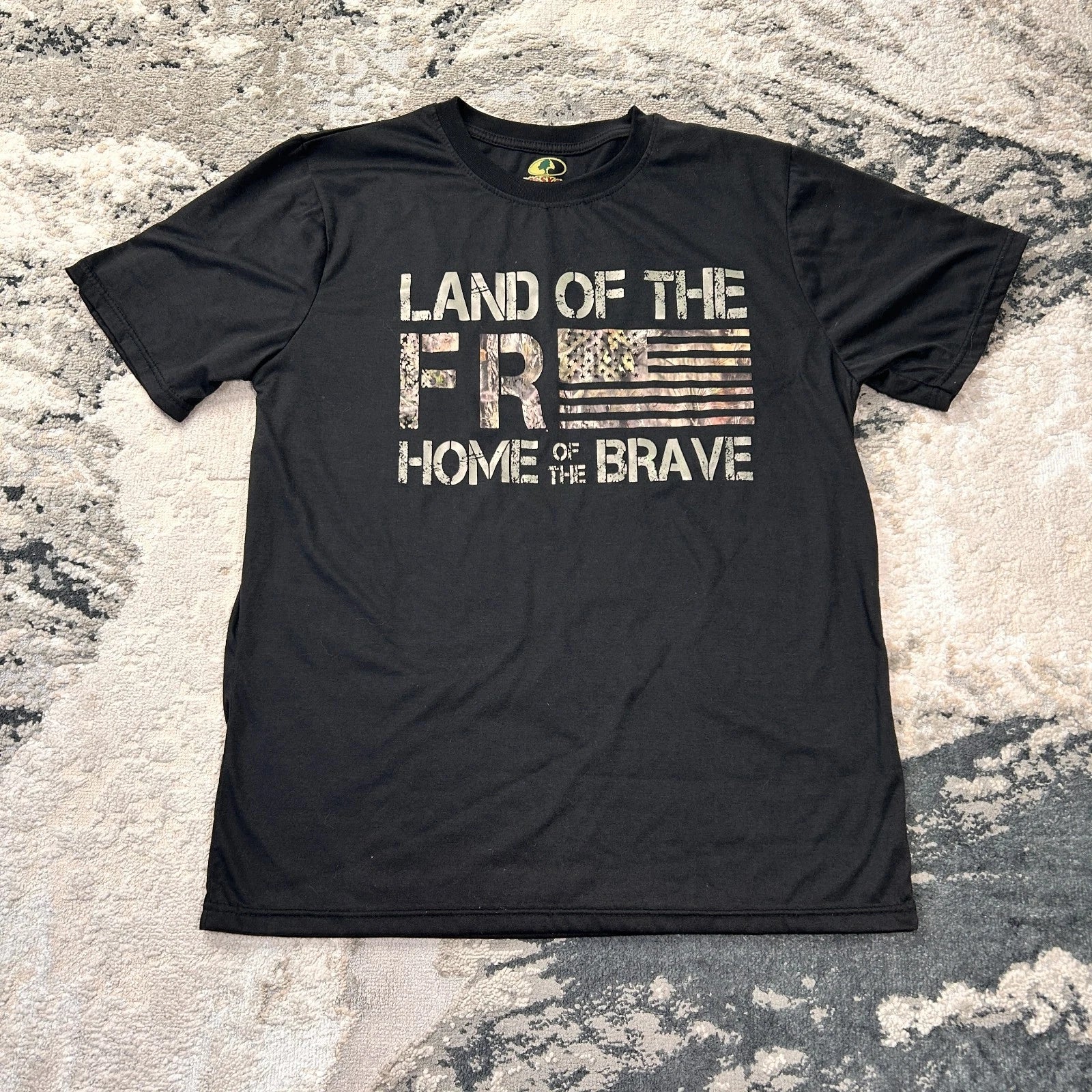 Mossyoak T Shirt Mens Medium Black Land Of The Free Home Of The Brave Y2K