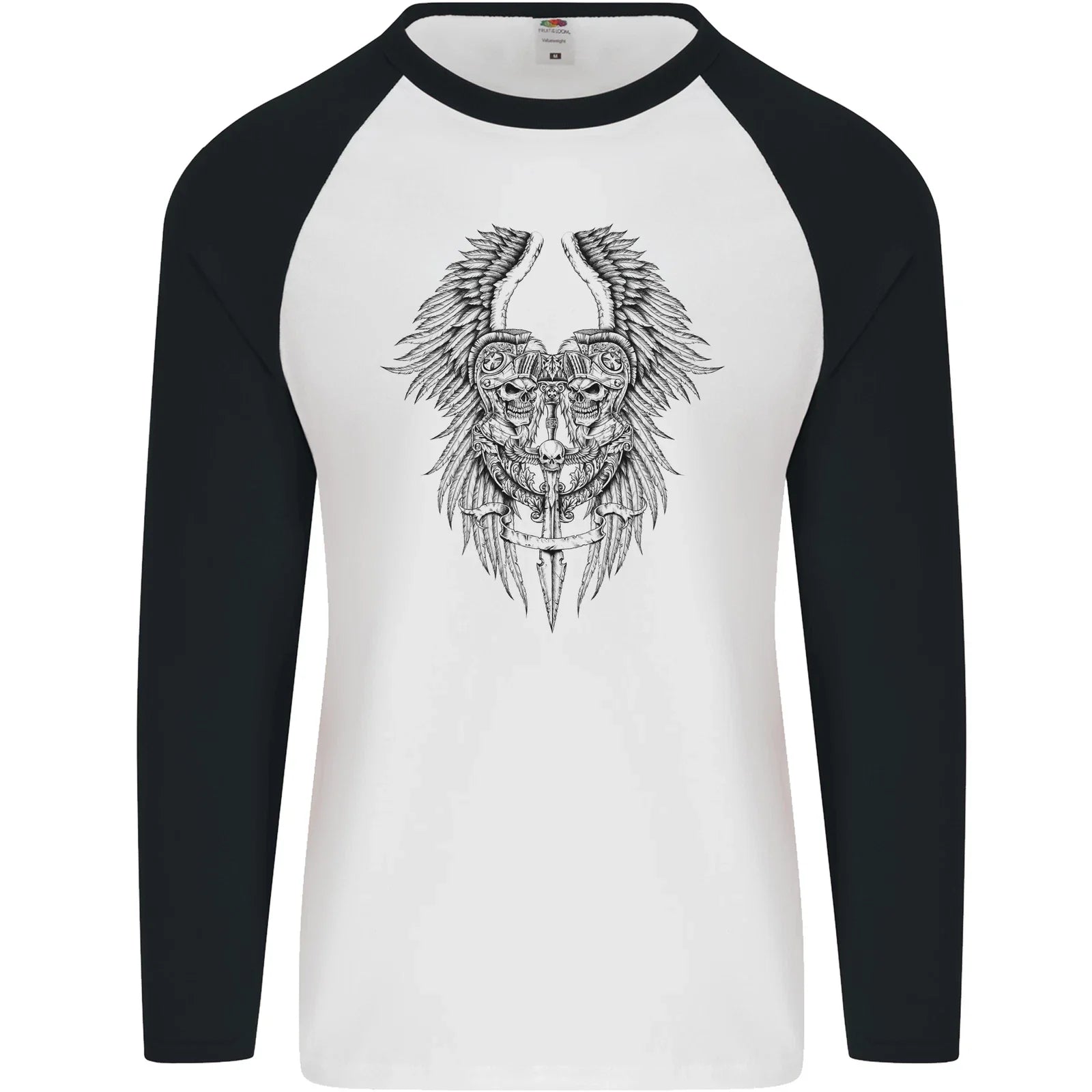Two Roman Skulls Mens L/S Baseball T-Shirt