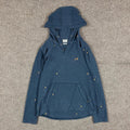 Y2K Volcom Blue Hooded Long Sleeve Shirt Men’s Medium Stone Pattern Lightweight