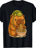 Capybara Anime Ramen Turtle Funny Graphic Kawaii Capibara T-Shirt Vintage Style,