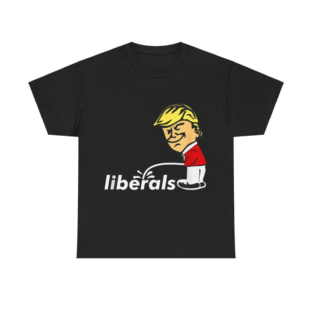 Anti Liberal Satire Cartoon Graphic Black T-Shirt - T061
