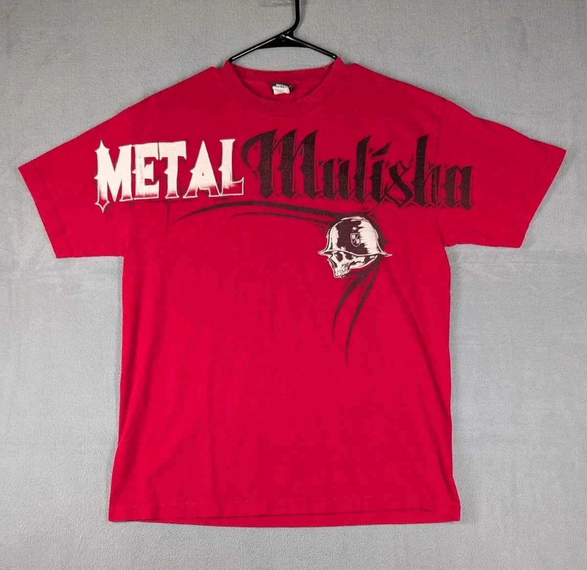 Metal Mulisha Mens Large Y2K Red Graphic Skull Biker Moto Streetwear T Shirt