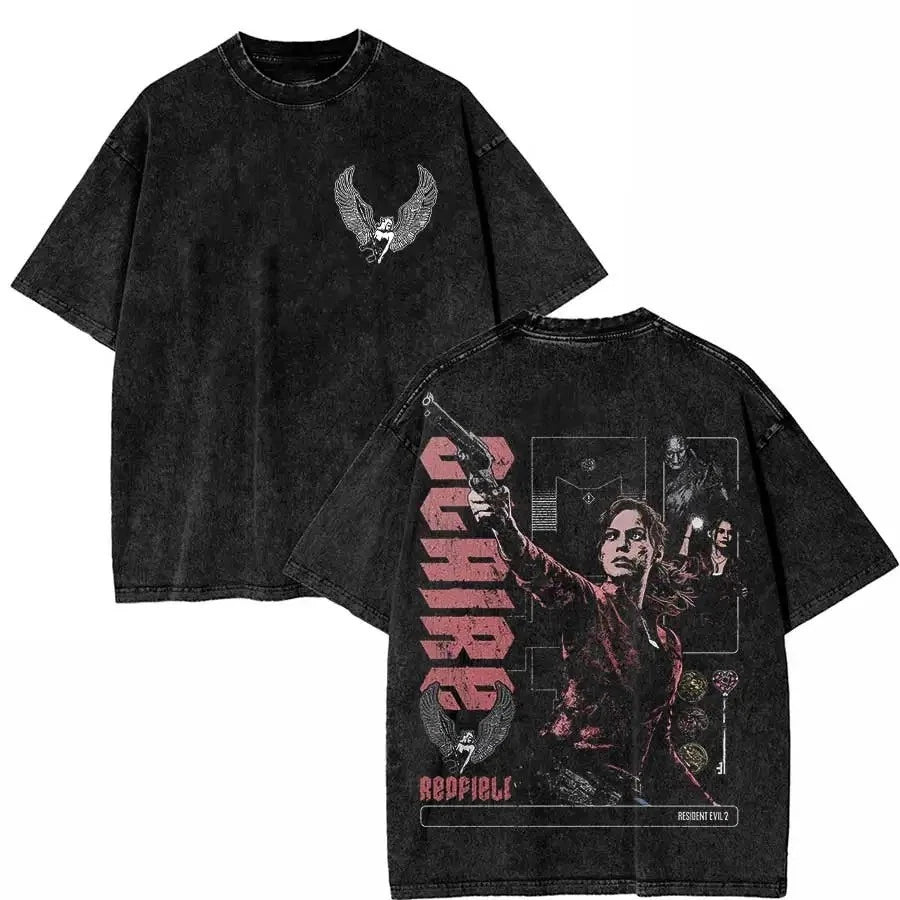 Clair Redfield Resident Evil 2 Cotton T-Shirt Oversized Unisex Graphic Print Top