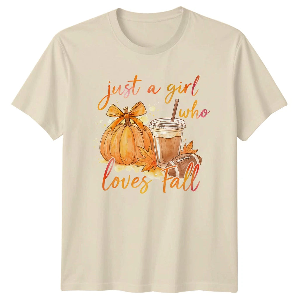 Just A Girl Who Loves Womens T-Shirt Fall Aesthetic Season Gift For Her