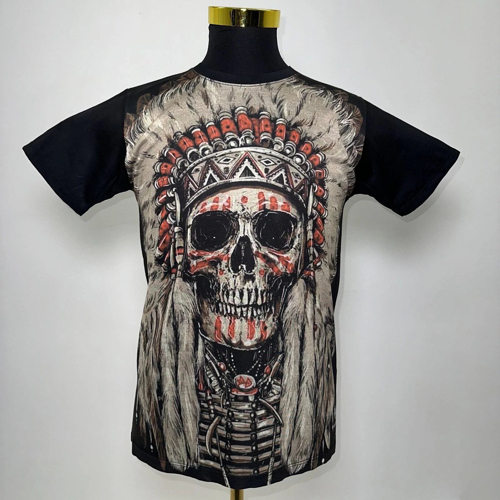 Indian Chief Tribal T-Shirt Abstract Urban Fashion Street Wear Black Size: M/L/X