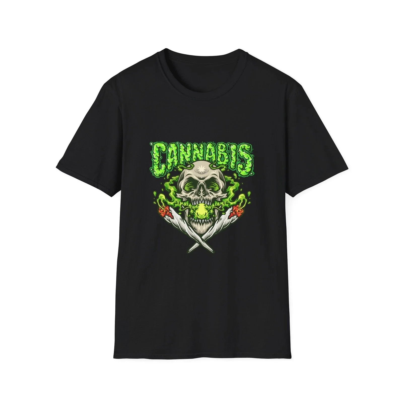 Cannabis Skull Unisex Softstyle T-Shirt, Cool Graphic Tee, Hipster Shirt