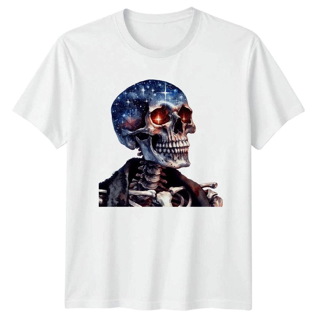 Galaxy Skull Skeleton T-Shirt Gothic Space Art Gift For Him And Her