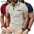 Men's Polo Shirt Short Sleeve Casual Solid Color Summer T-Shirt with Pocket