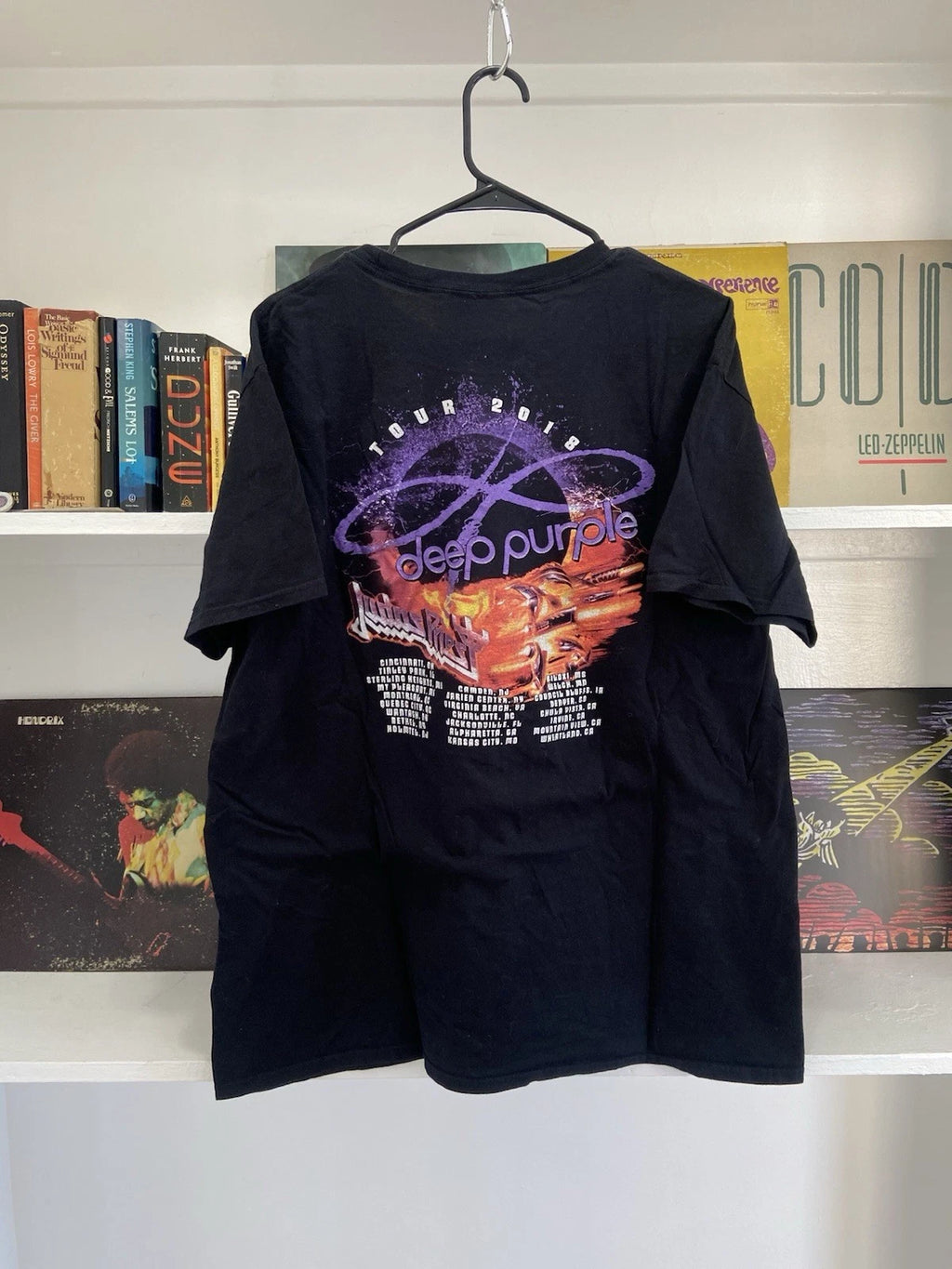 Deep Purple Judas Priest Mens Shirt L Black 2018 Summer Tour Metal Rock Band