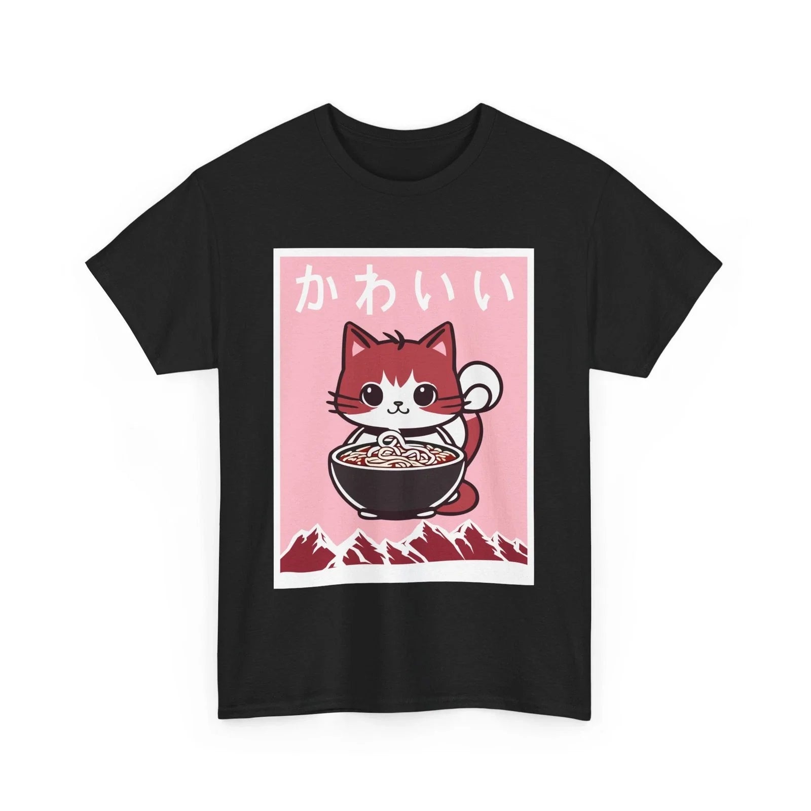 Anime Cat T-Shirt, Kawaii Cat Japanese Art Woodblock Kitten Funny Shirt