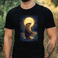 Mens Otter at Full Moon Motif Cotton T-Shirt Size XS to 5XL