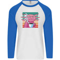 Grumpy Axolotl With Coffee Mens L/S Baseball T-Shirt