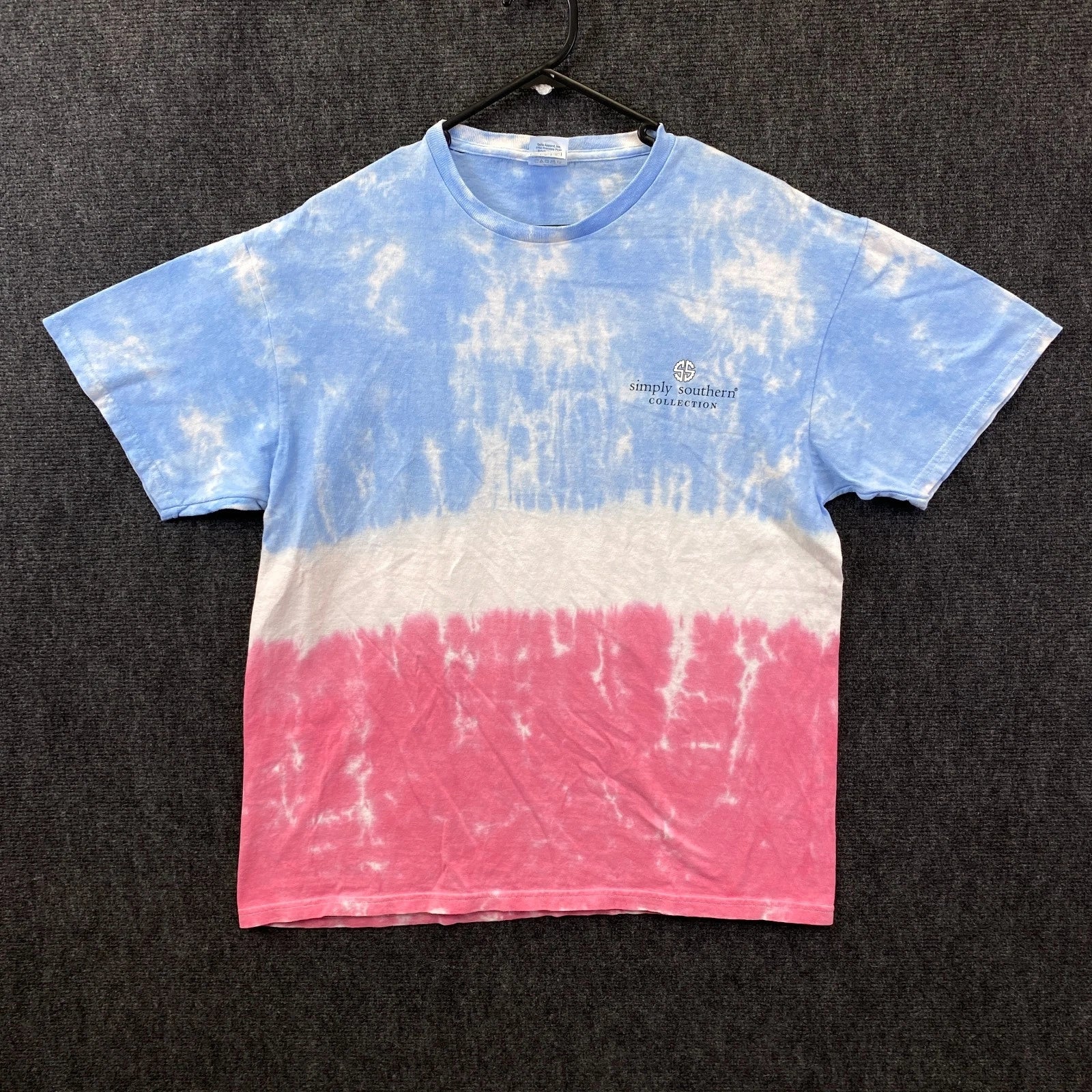 VTG Simply Southern Simple Is Better Adult Tie Dye T-Shirt Blue Pink Dogs Size L