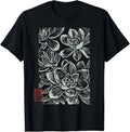 Japanese Boho Flowers – Sumi-e Style Floral Botanical Art T-Shirt