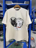High Street Puppy Print Washed Distressed T-Shirt Unisex Loose Casual Summer Top
