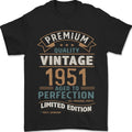 Premium Vintage 75th Birthday 1951 Mens T-Shirt 100% Cotton