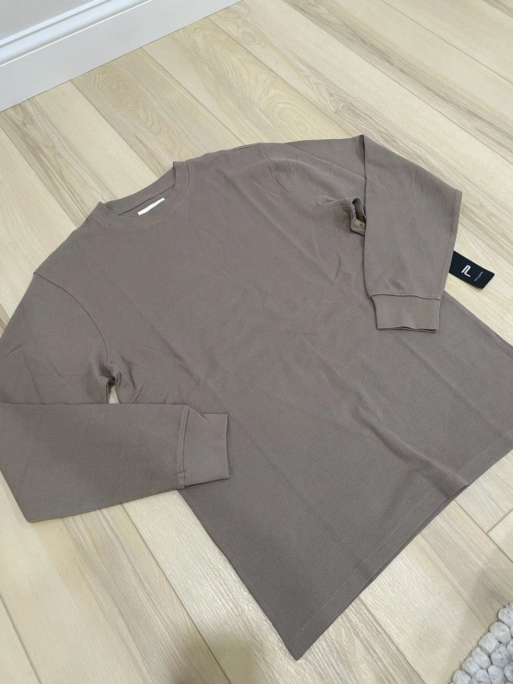 Public Supply Shirt Mens L Brown Long Sleeve Crew Neck NWT
