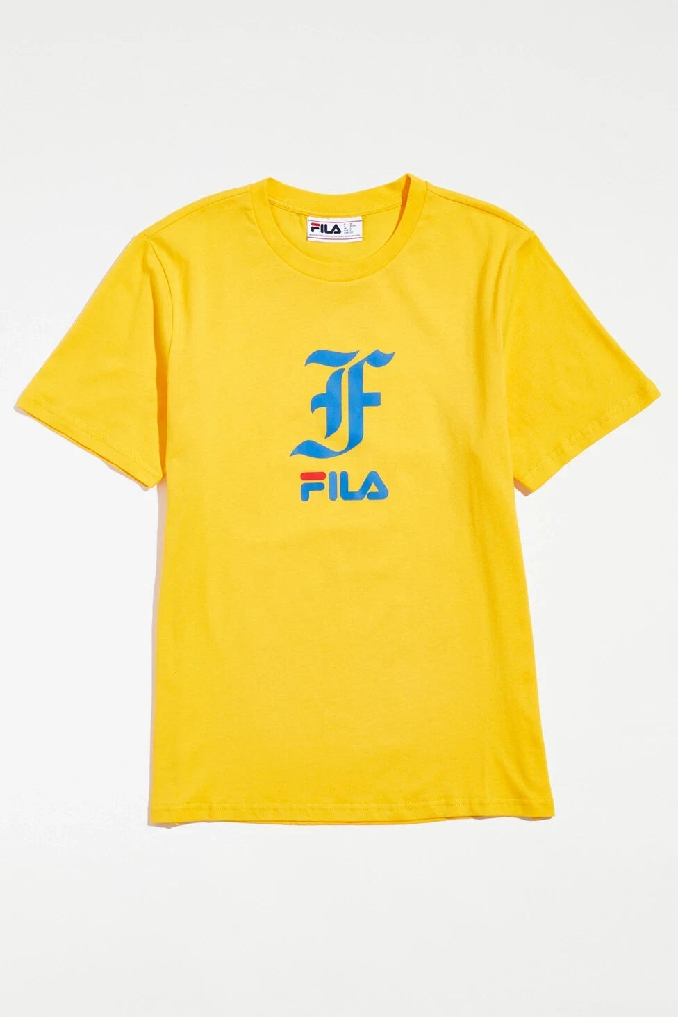 FILA Gothic Text Logo Tee Men’s T-Shirt Bright Yellow NEW M