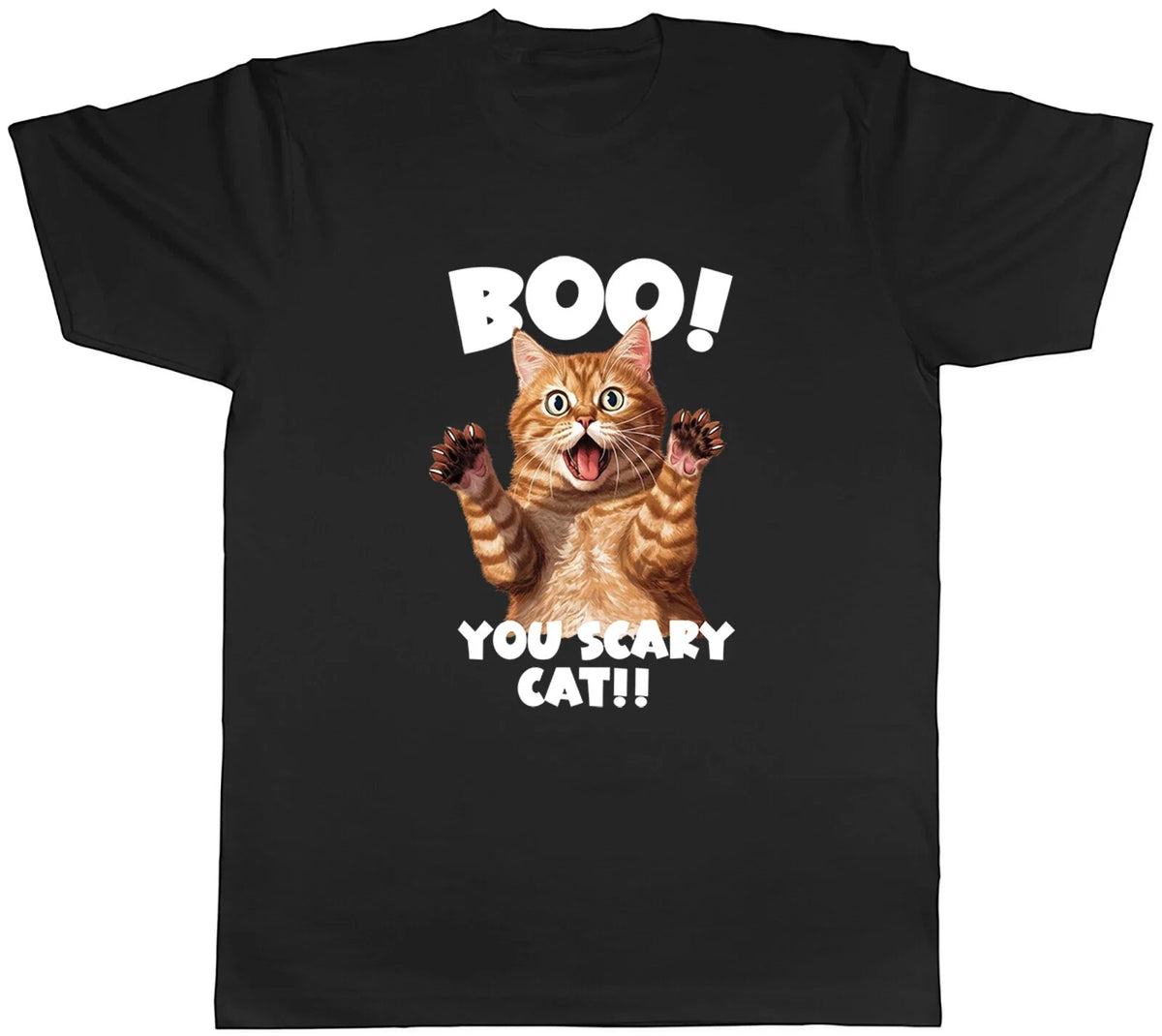 Boo Ginger Cat Mens T-Shirt You Scary Cat Tee Gift