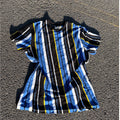 Mens Vertical Stripe T Shirt Large Blue Black Yellow Retro Streetwear