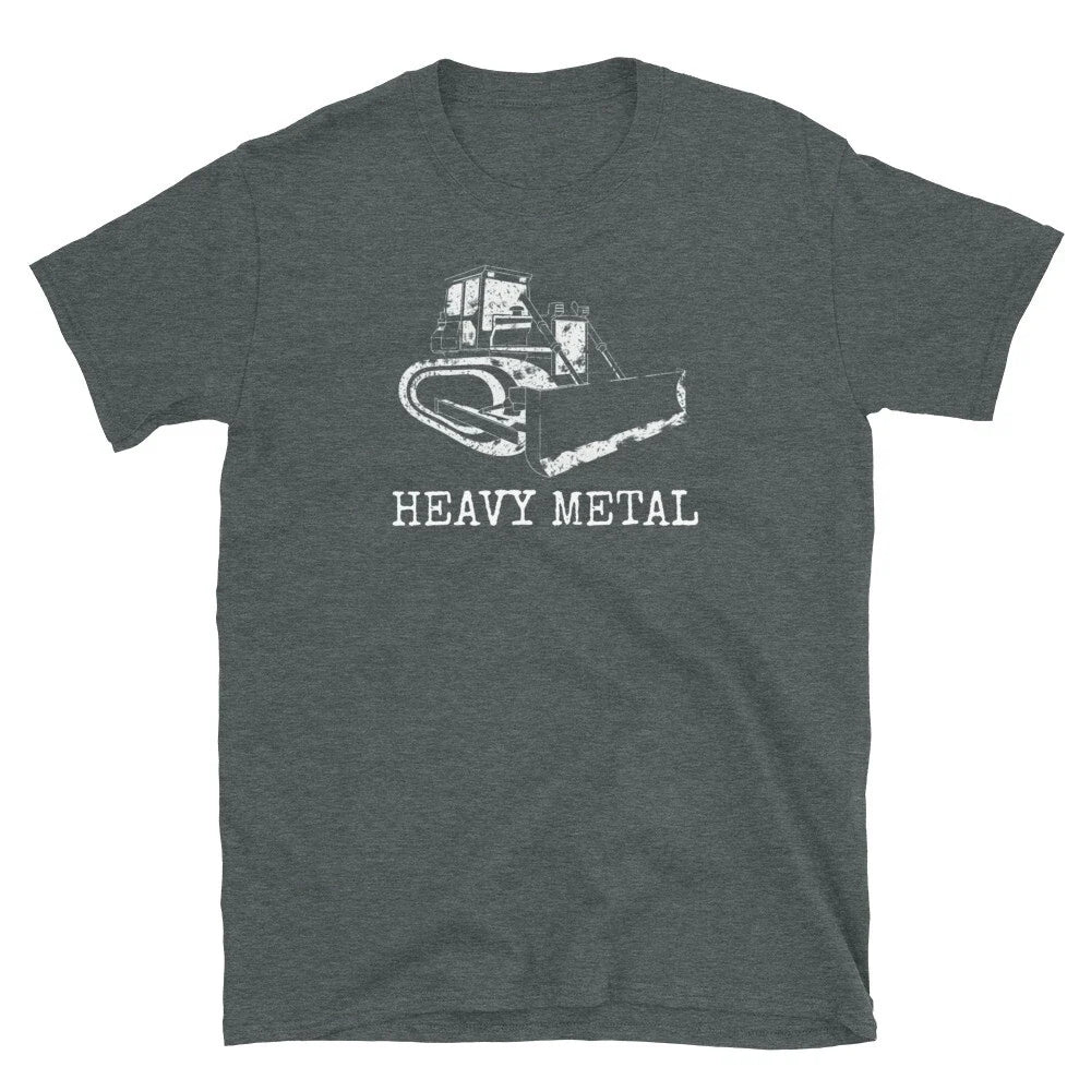 Heavy Metal Dozer Digger Funny Cute Backhoe Bulldozer  White T-shirt