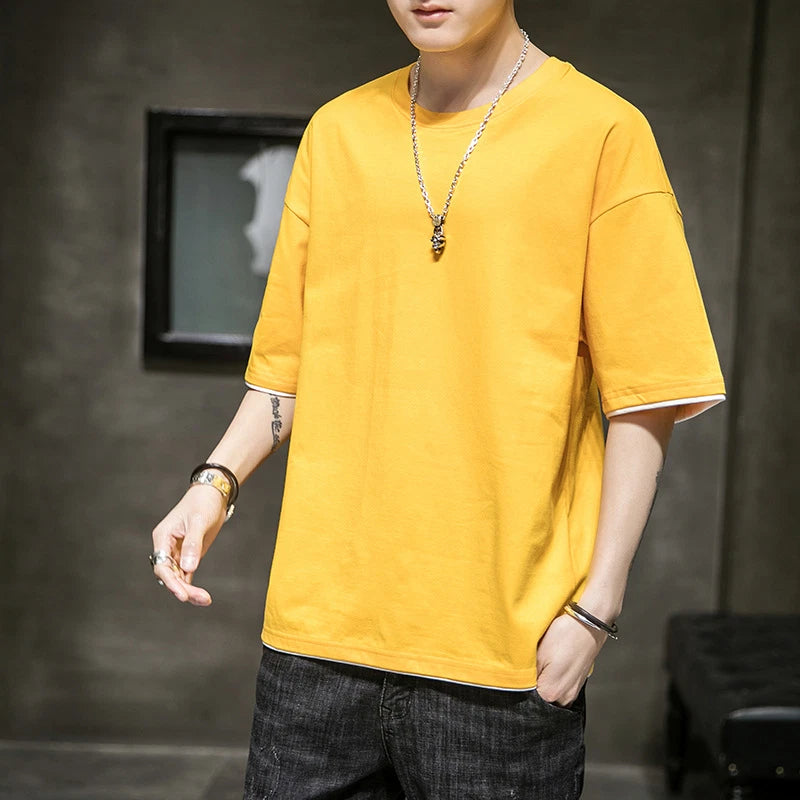 Men Streetwear Top Tees Short Sleeve Hip Hop Casual Fashion Summer for Oversized